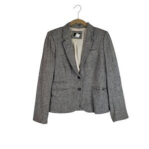 J Crew Schoolboy Blazer 2-Button Gray Tweed Wool Silk 29073 Womens Size 6